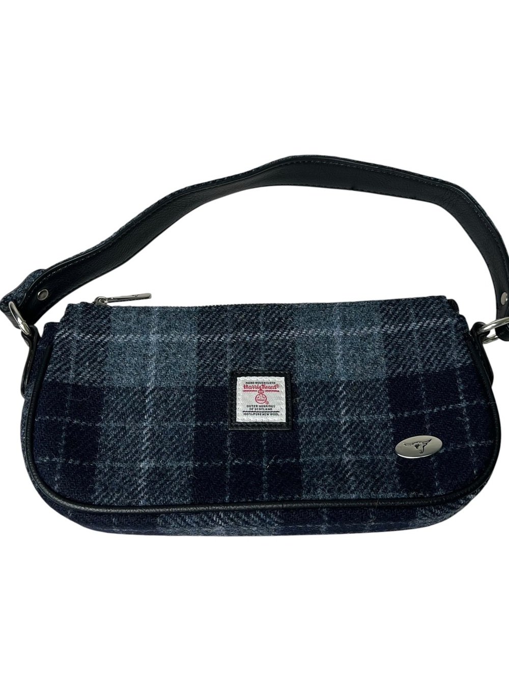 Glenn Appin of Scotland Harris Tweed Shoulder Bag Grayish-Blue/Black Wool Purse